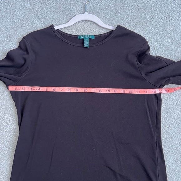 Ladies Lauren Ralph Lauren Long Sleeve Top Pocket‎ Ribbed Knit Casual Brown XL - Picture 7 of 8